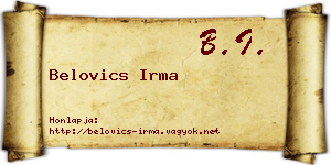 Belovics Irma névjegykártya